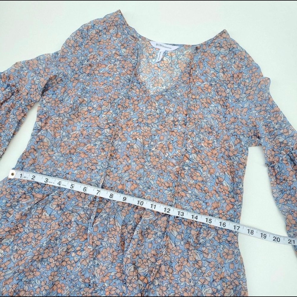 BCBGeneration Tunic Floral Blouse Ruffle Small - Picture 5 of 7
